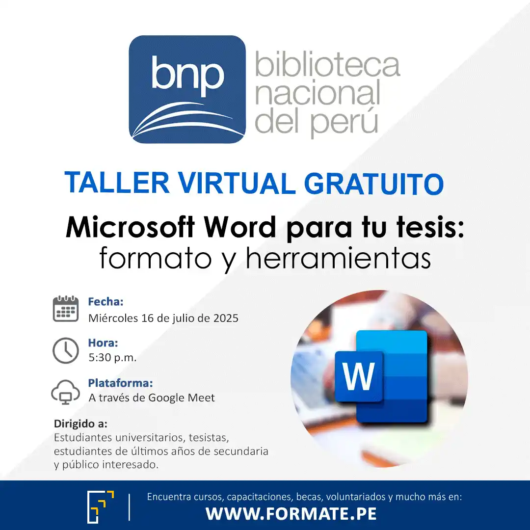 Image from Prácticas Profesionales Perú: 📢La BNP organiza Taller virtual gratuito "Microsoft Word para tu tesi...