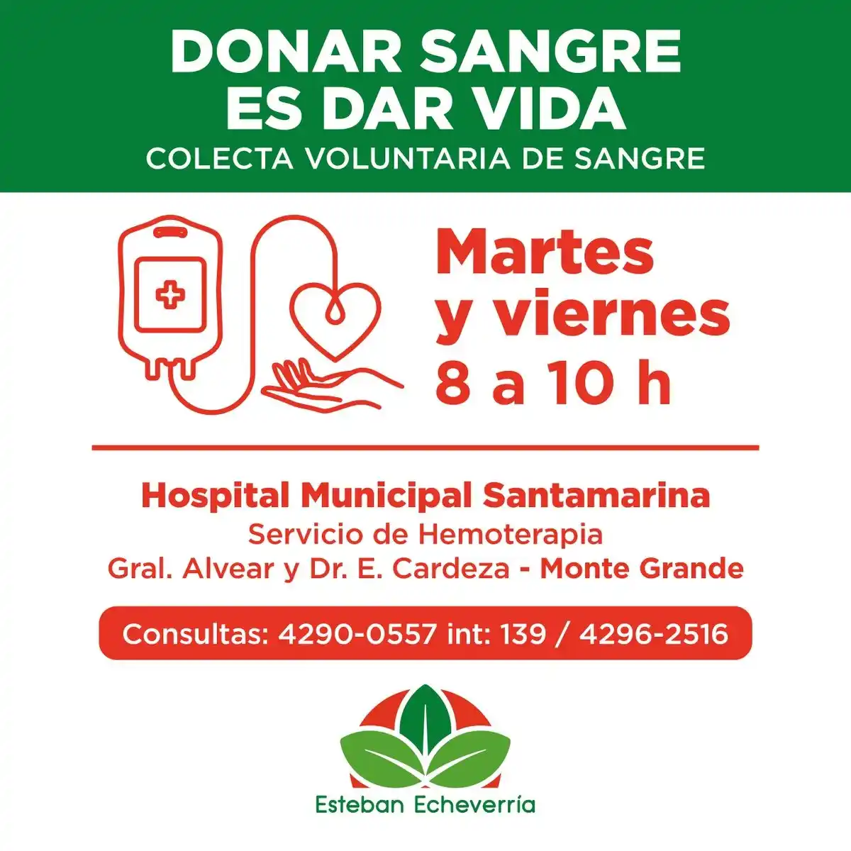 Image from Municipio Esteban Echeverría: La donación es el único medio para obtener sangre y por eso es tan imp...