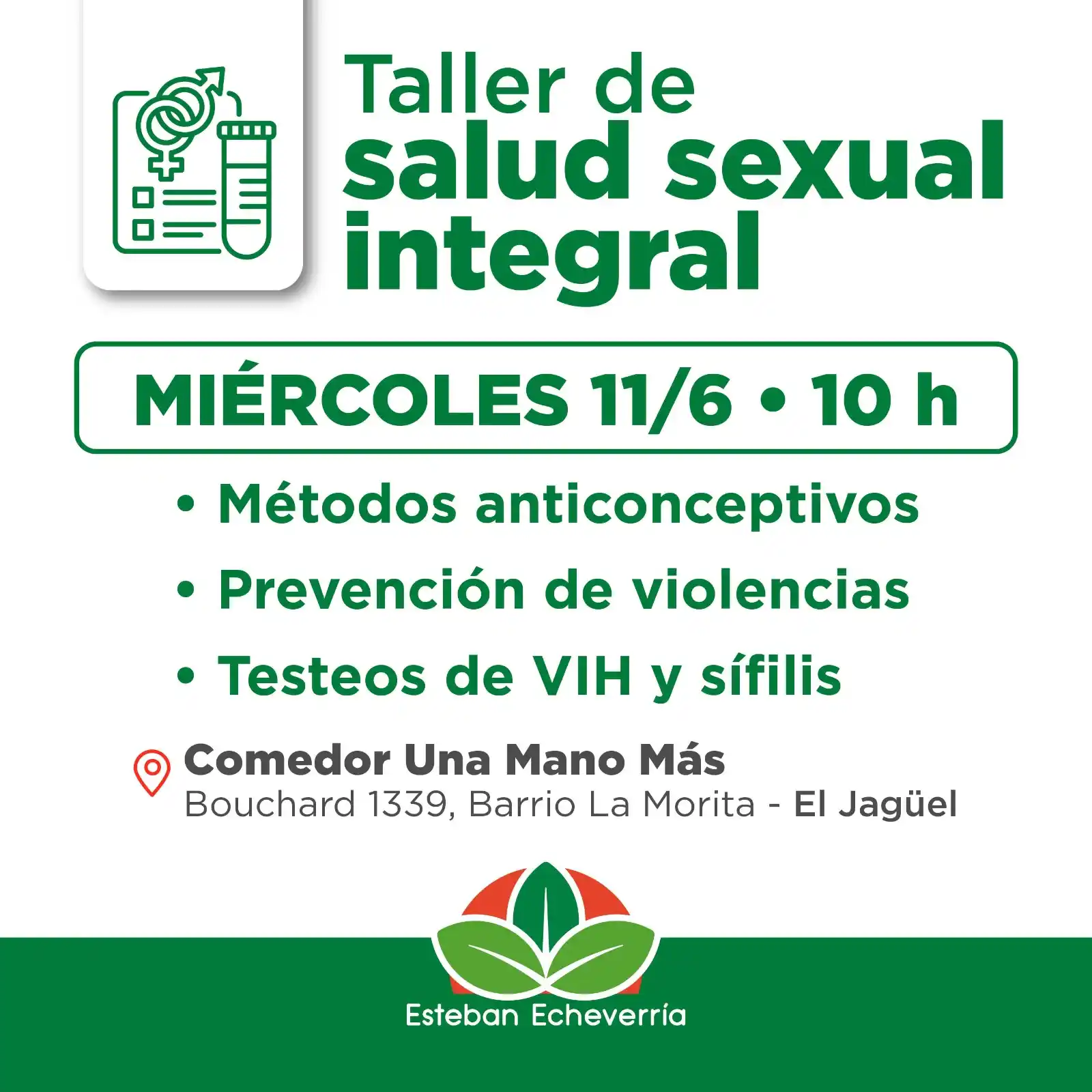 Image from Municipio Esteban Echeverría: 🩺 Llevaremos adelante un taller de salud sexual integral. Quienes con...