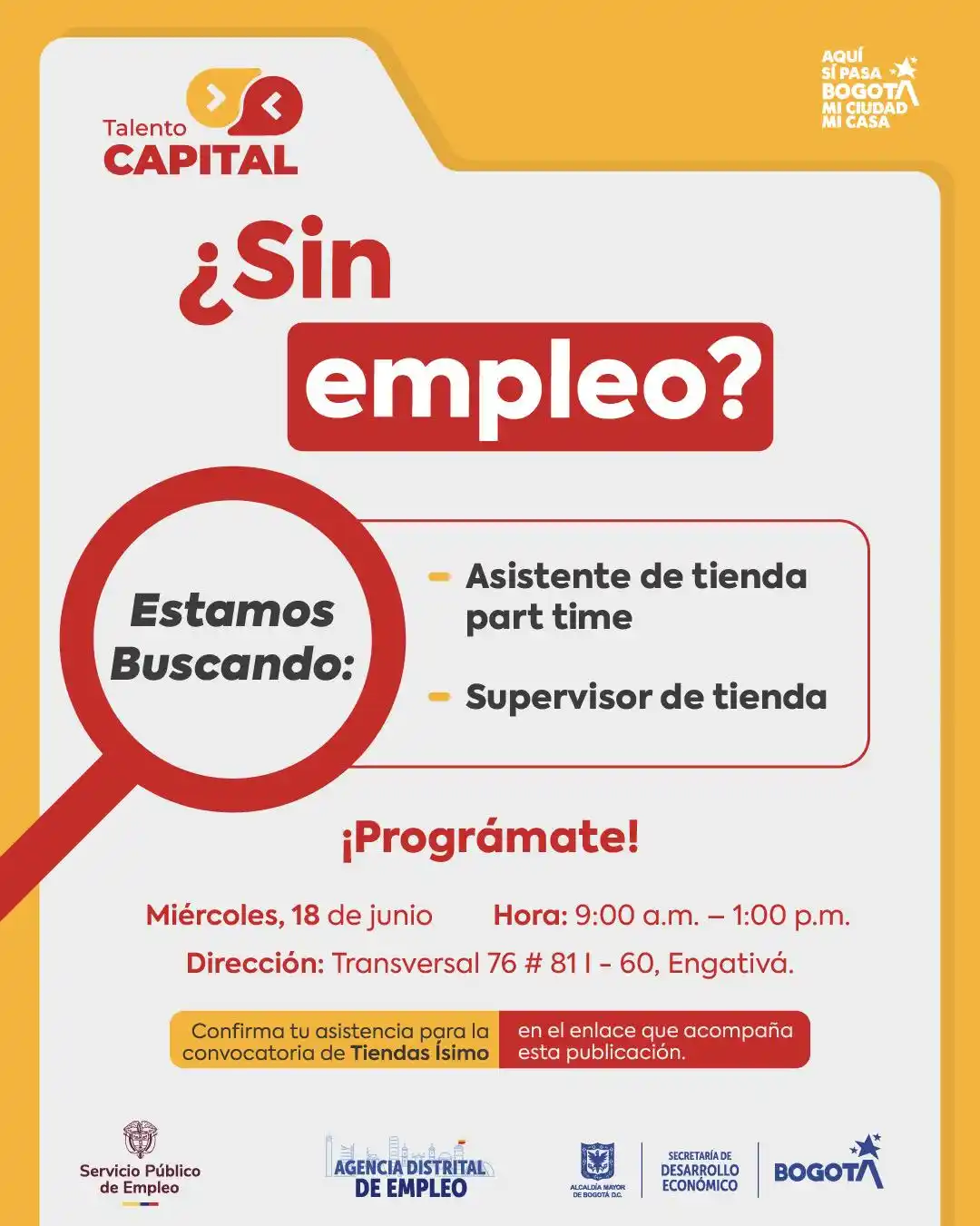 Image from Empleo en Bogotá: ¡Ojo! *Convocatoria presencial* con *Tiendas Ísimo*. 👀 🫶🏻 Buscan: ...
