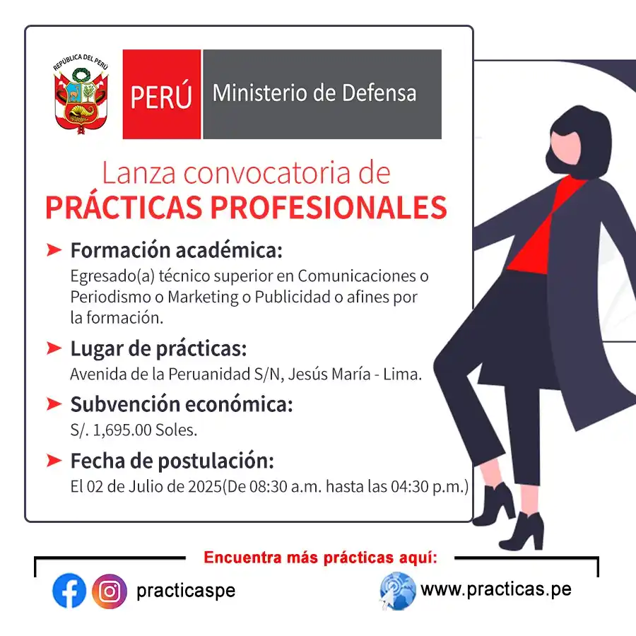 Image from Prácticas Profesionales Perú: 🎯 Prácticas en MINISTERIO DE DEFENSA (MINDEF) - Lima Más información...