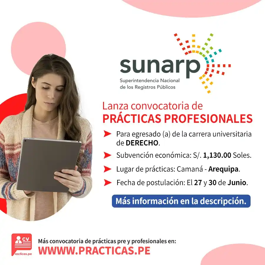 Image from Prácticas Profesionales Perú: 🎯 Prácticas en SUNARP - Arequipa  Más información  👉 https://www.pra...