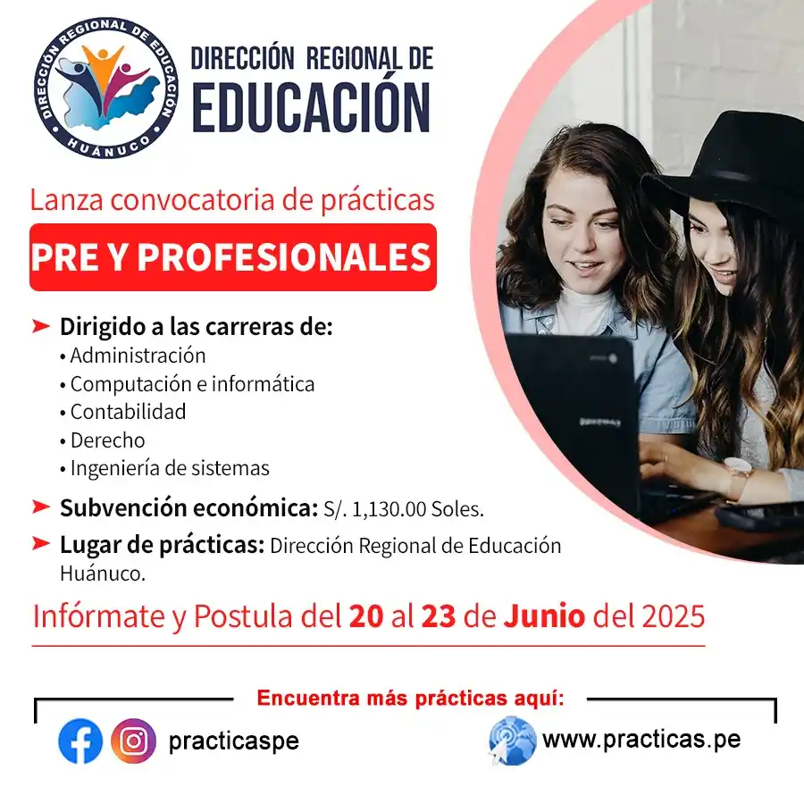 Image from Prácticas Profesionales Perú: Realiza tus Prácticas en DRE HUANUCO 👉Más información en↷  https://ww...
