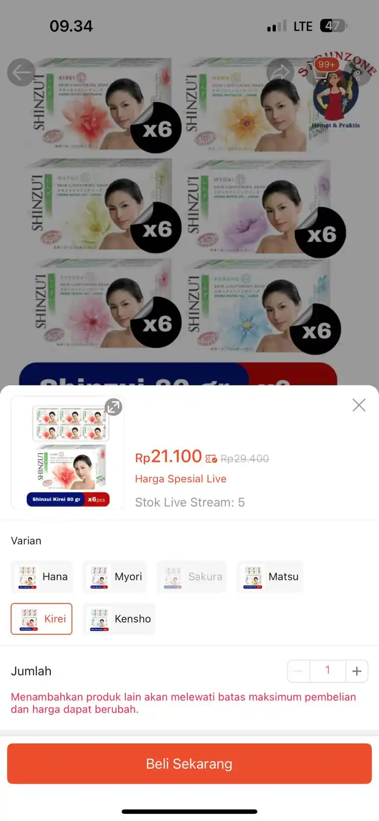 Image from INFO PROMO RACUN SHOPEE CUAN: Shinzui batang 6pc ambil d live pakein diskon VIP https://s.shopee.co....