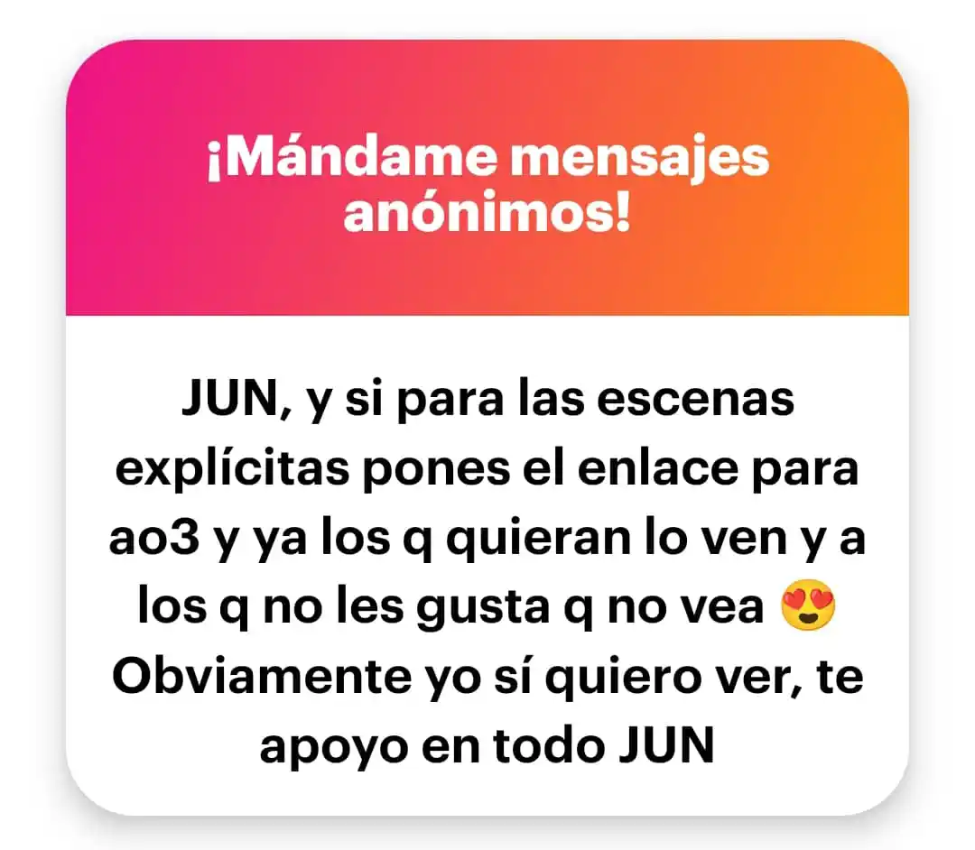 Image from jun en wsp: si eso estaba pensado, creo que ao3 es la mejor opción...