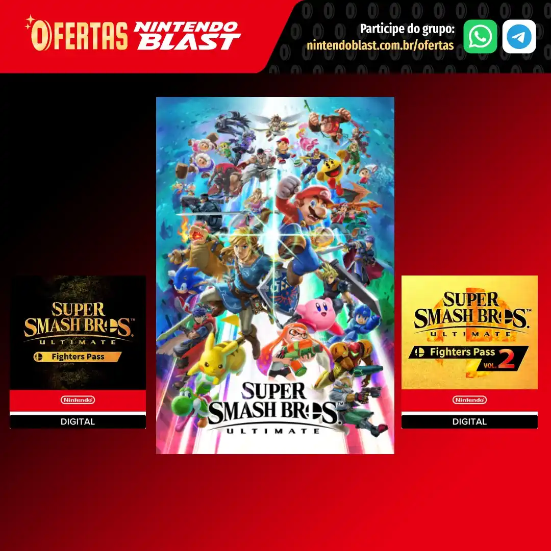 Image from Ofertas Nintendo Blast: 👾 *Super Smash Bros. Ultimate + DLCs* (via Mercado Livre) * Jogo para...