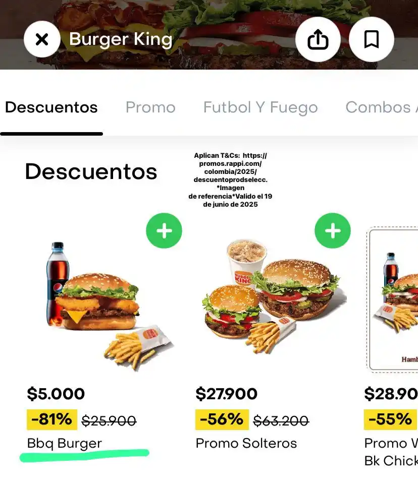 Image from Rappi Colombia: Sus deseos son órdenes. Hamburguesita a menos de 5k de Burger King. CO...