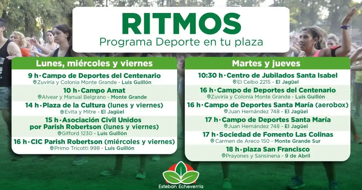 Image from Municipio Esteban Echeverrรญa: Te invitamos a participar de ๐๐๐ญ๐ข๐ฏ๐ข๐๐๐๐๐ฌ ๐๐๐ฉ๐จ๐ซ๐ญ๐ข๐ฏ๐...