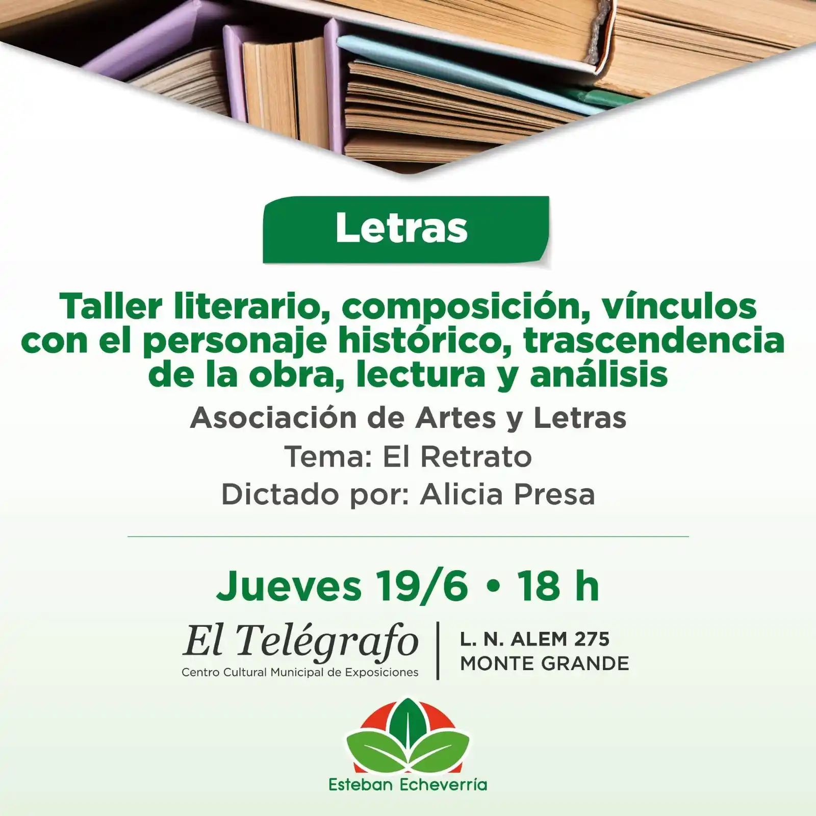 Image from Municipio Esteban Echeverría: 📚 Te invitamos a participar del taller literario que organiza la Asoc...