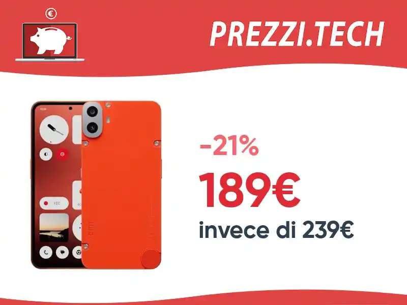 Image from PrezziTech: Torna al minimo 📌 CMF Phone 1 8+128GB 🛍 Amazon 💰 189€ invece di 2...