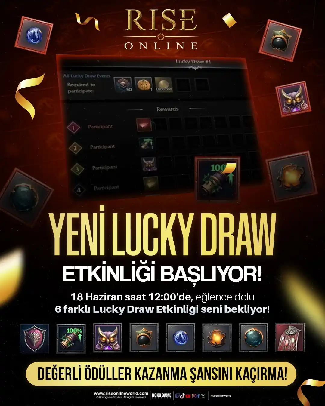 Image from Rise Online World: 🎉 Yeni Lucky Draw Etkinlik coşkusuna hazır mısın? 18 Haziran 12:00'd...