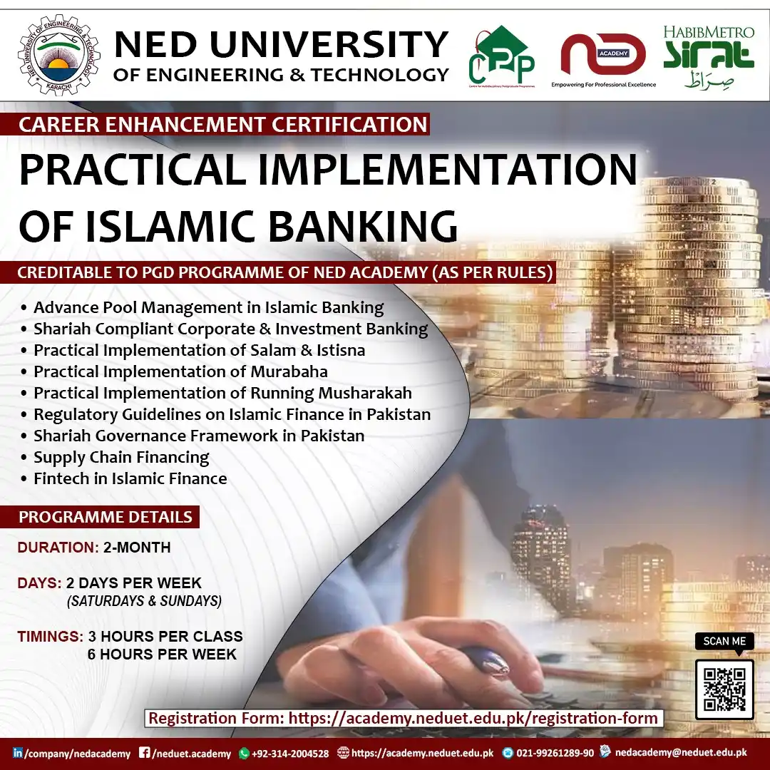 Image from NED ACADEMY (Official) - NED University of Engineering & Technology, Karachi: 2-month Professional Certification in Practical Implementation of Isla...