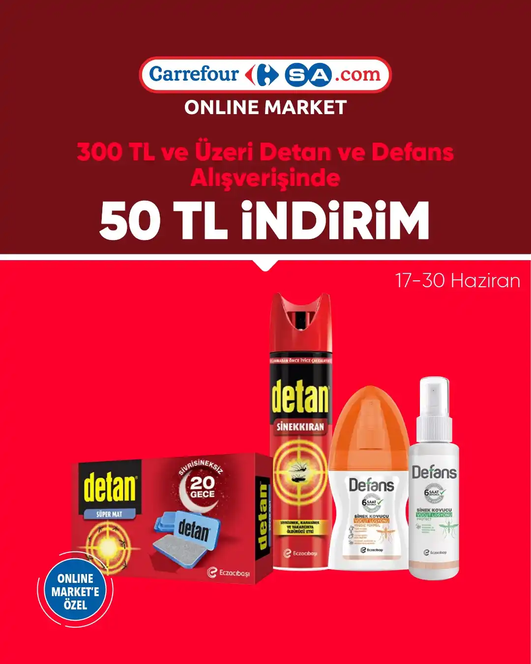 Image from CarrefourSA: 300 TL ve üzeri Detan ve Defans ürün alışverişlerinize 50 TL indirim f...