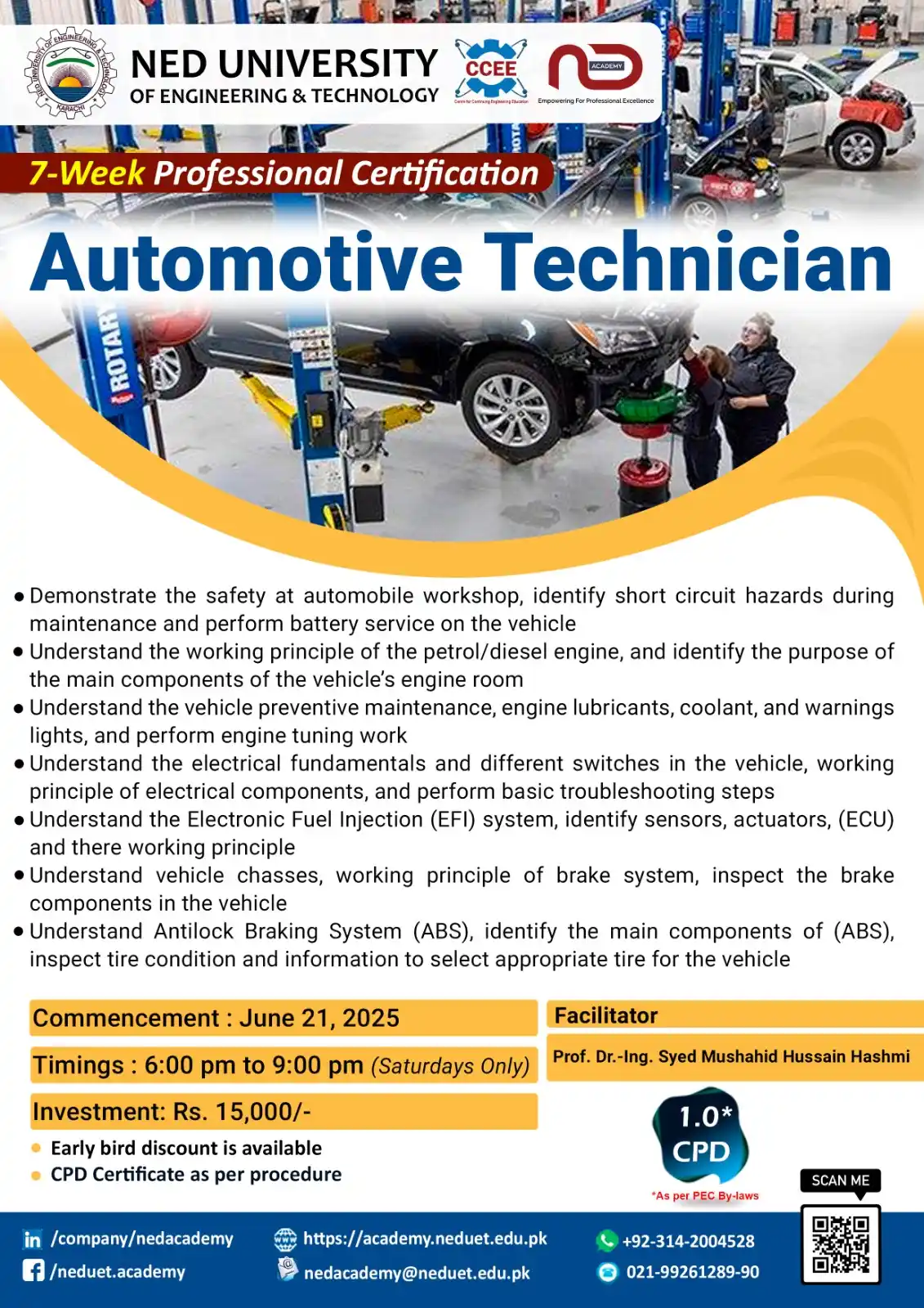 Image from NED ACADEMY (Official) - NED University of Engineering & Technology, Karachi: Become a Certified Automotive Technician with NED Academy – NED Univer...