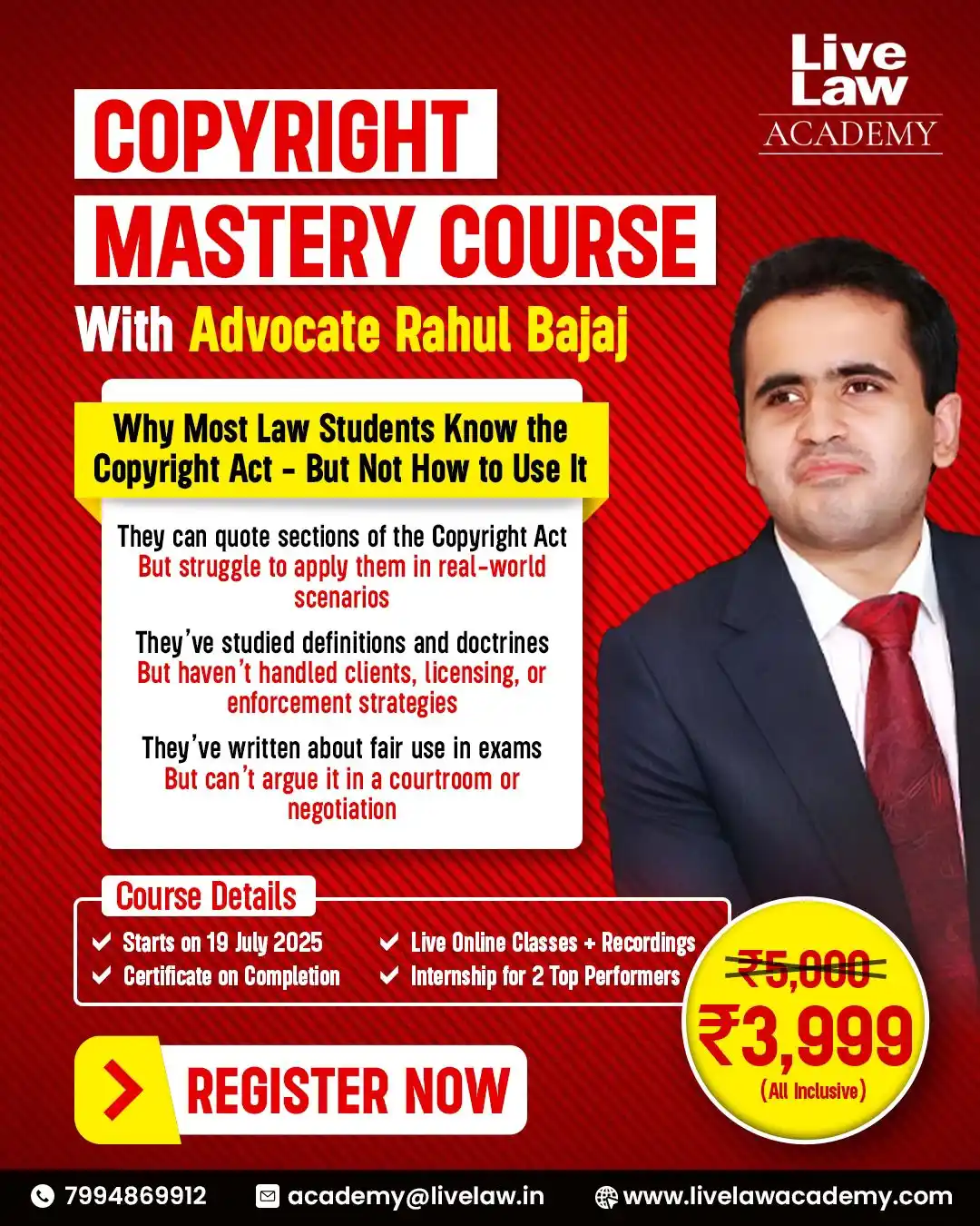 Image from LiveLaw Academy: Copyright Mastery Course with Advocate Rahul Bajaj Rhodes Scholar | IP...