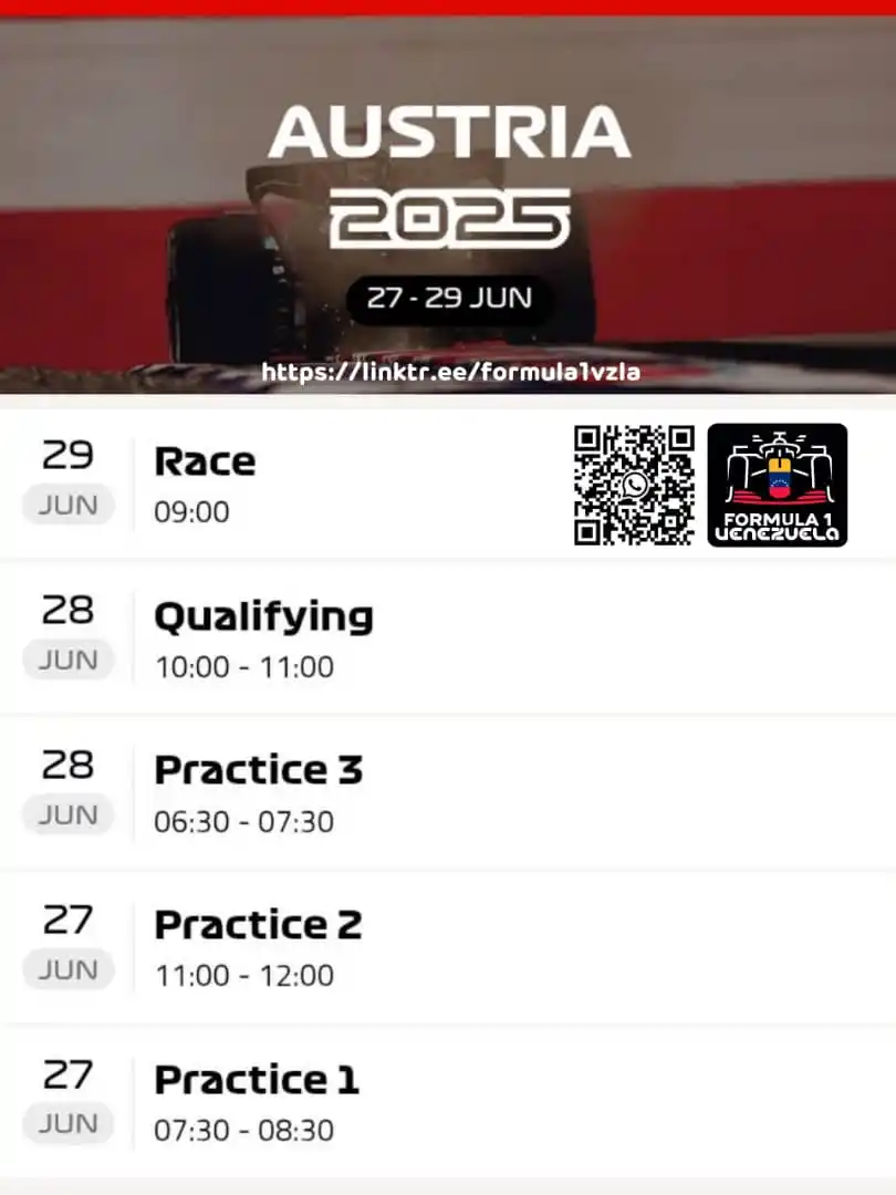Image from Formula 1 Venezuela 🇻🇪🏁: 🏁 En 2 Semanas regresamos con... 📆 11° Fecha: Gran Premio de Austri...