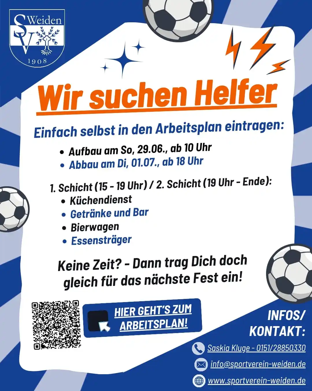 Image from SV Weiden e.V.: 💪 *Für Auf- und Abbau sowie die Bewirtung suchen wir noch Helfer!* Un...
