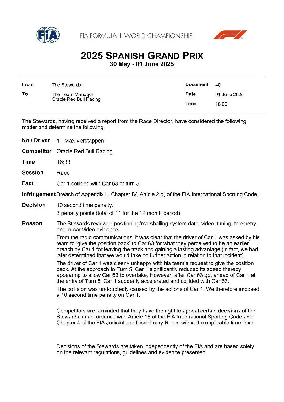 Image from Formula 1 Venezuela 🇻🇪🏁: 🏁🚨 Max Verstappen recibe 3 puntos de penalización en su superlicenci...