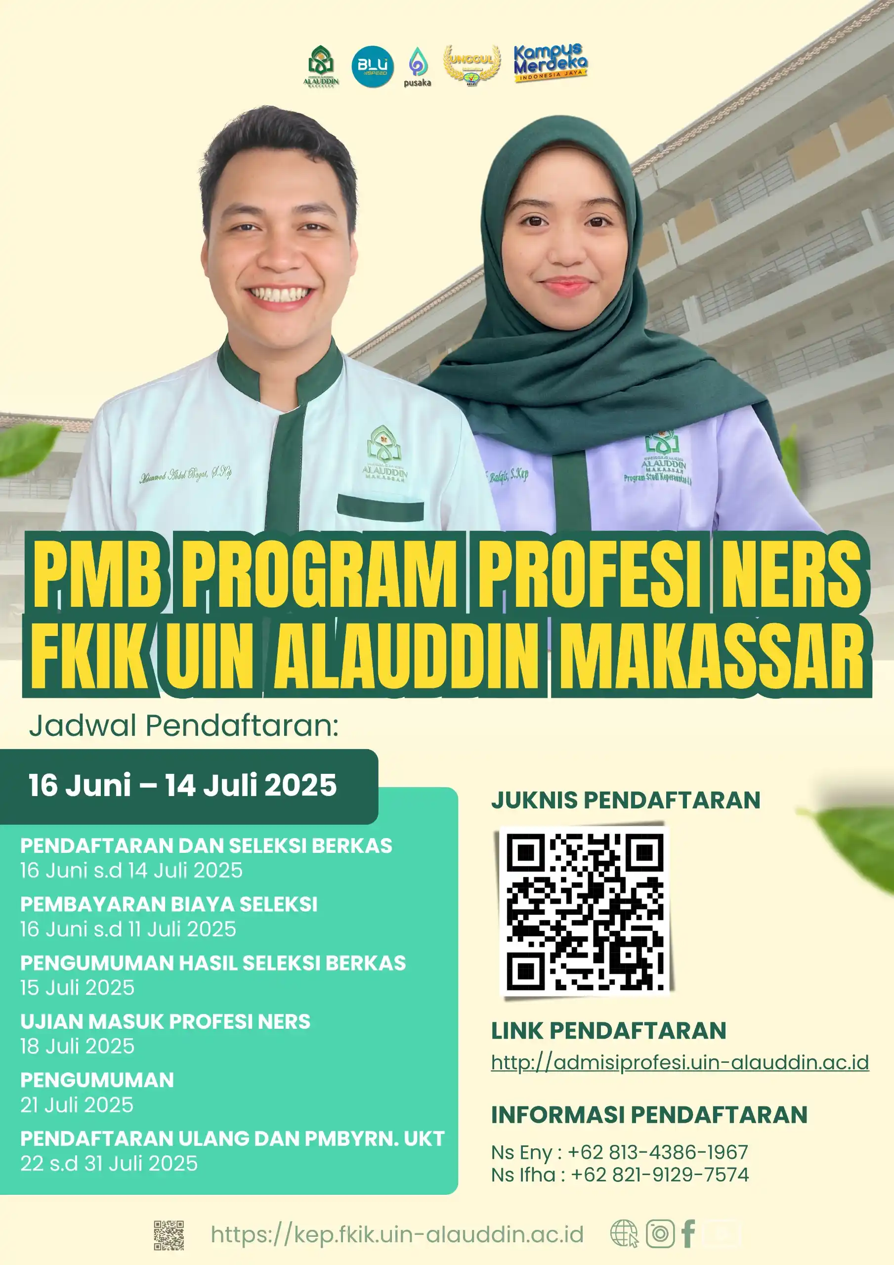 Image from PMB UIN Alauddin Makassar: 📢 *PENERIMAAN MAHASISWA BARU PROGRAM STUDI PROFESI NERS TA 2025/2026*...