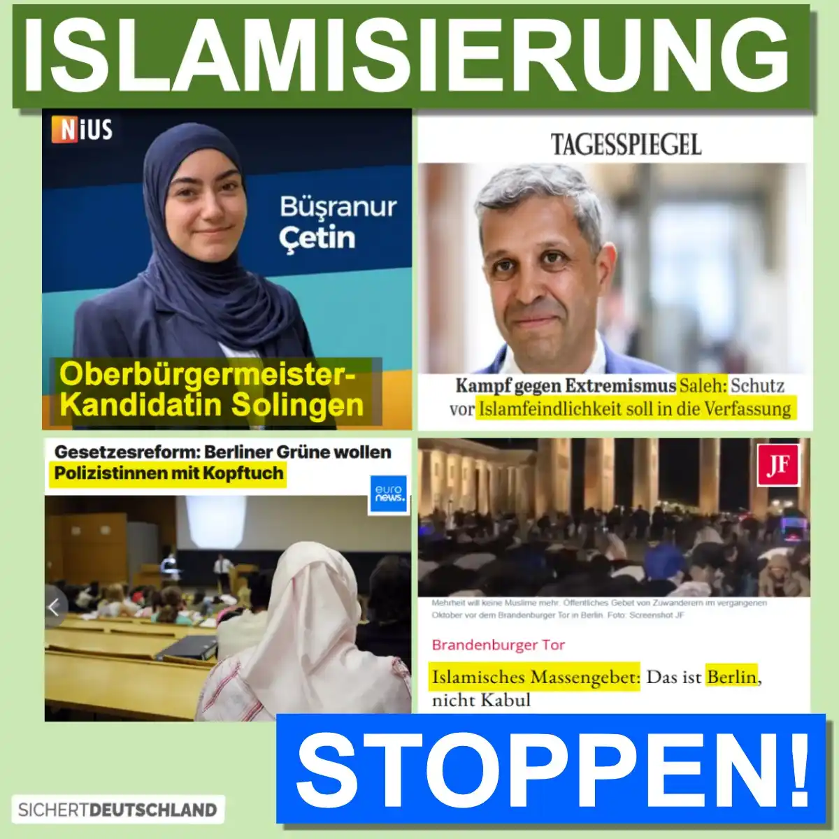 Image from Martin Sichert Infokanal: +++ *ISLAMISIERUNG STOPPEN!* +++  Die einen sagen, eine Islamisierung ...