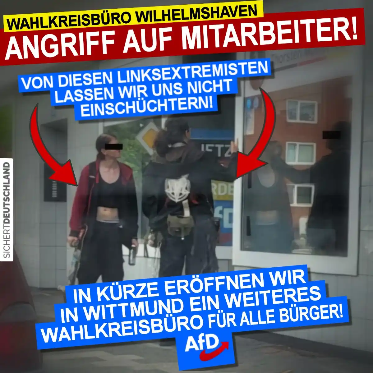 Image from Martin Sichert Infokanal: +++ 💥*ÜBERFALL AUF UNSER WAHLKREISBÜRO IN WILHELMSHAVEN*💥 +++ Es is...