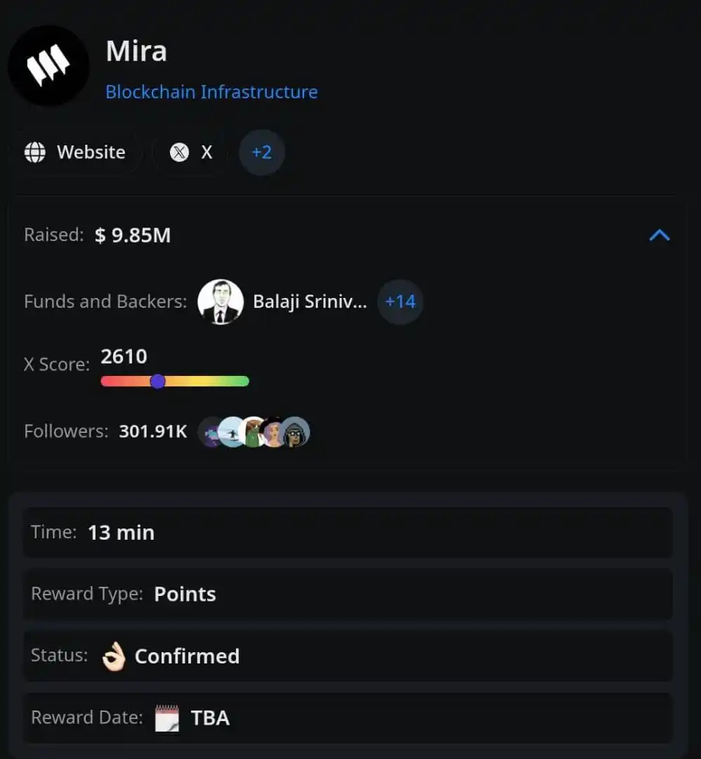 Image from Airdrop In Hollywood: Project: Mira (Blockchain Infrastructure) Raised: $9.85M  $MIRA x Klok...