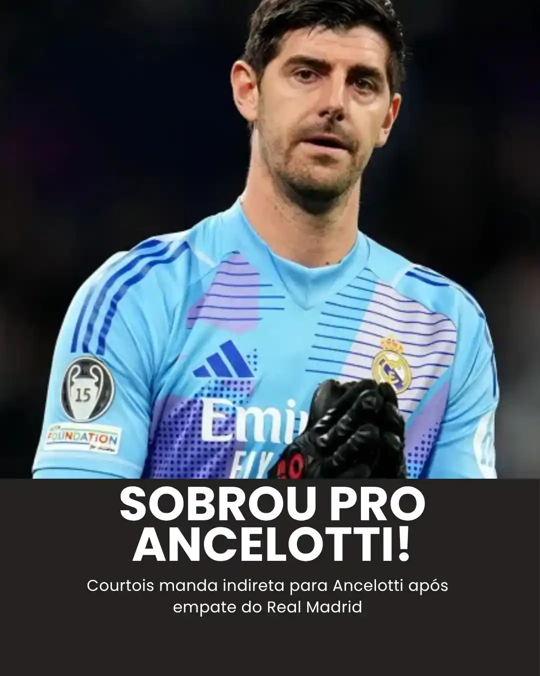 Image from Bolavip | Sou Real Madrid: 🤯🤯 SOBROU ATÉ PRO ANCELOTTI, QUE ISSO! Courtois 'cutuca' Carlo Ancel...