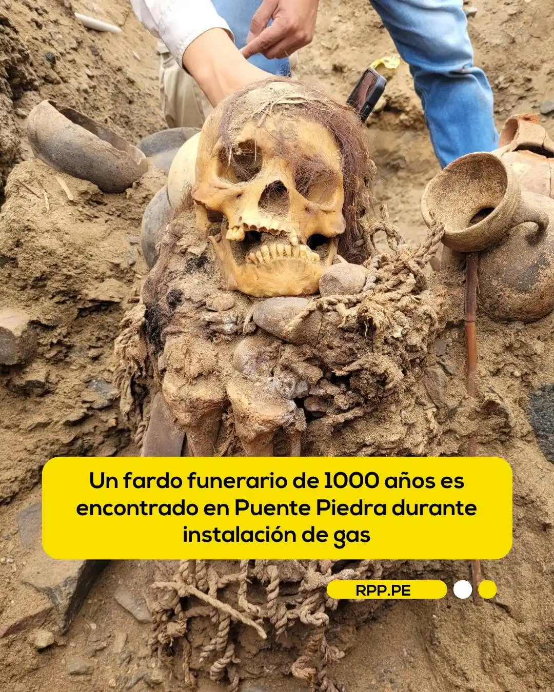 Image from RPP Noticias: 🔴 Un fardo funerario con los restos de una joven mujer de la cultura ...