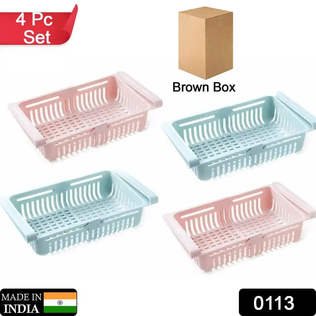 Image from My DigiMart: 113 Adjustable Fridge Storage Basket Fridge Racks Tray Sliding Storage...