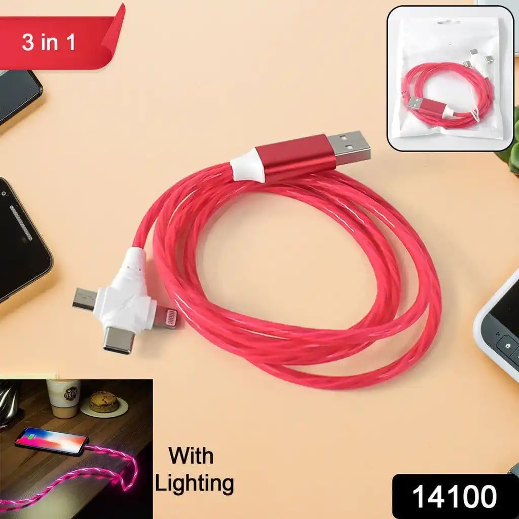 Image from My DigiMart: 3 In 1 Charging Cable Light Up Fast Charger Lighting Cable Rs. 135 👇 ...
