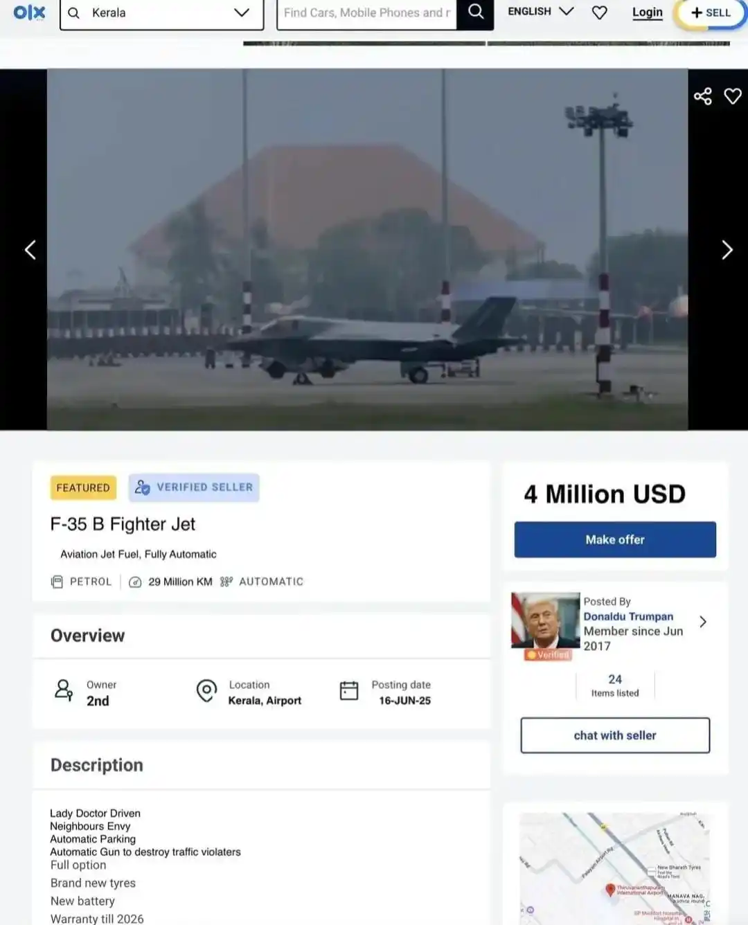 Image from Aviation Updates And Jobs✈️: A 🇬🇧 F-35 was forced to land at Trivandrum for refueling. Someone pu...