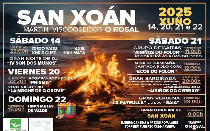 Image from Concello do Rosal: 🎉 As Festas SAN XOAN Martin-Visodoseidos comezan esta fin de semana! ...
