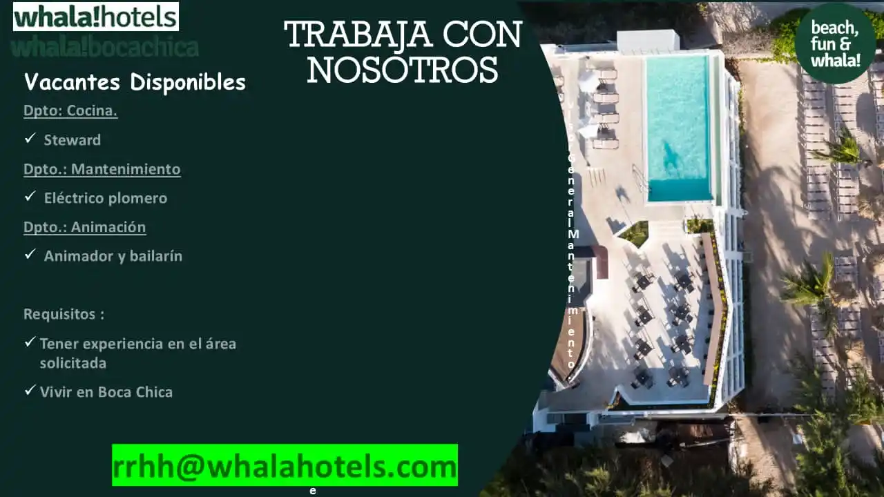 Image from Disi Mota Publicidad Empleos: Boca chica Residente de Boca chica rrhh@whalahotels.com...