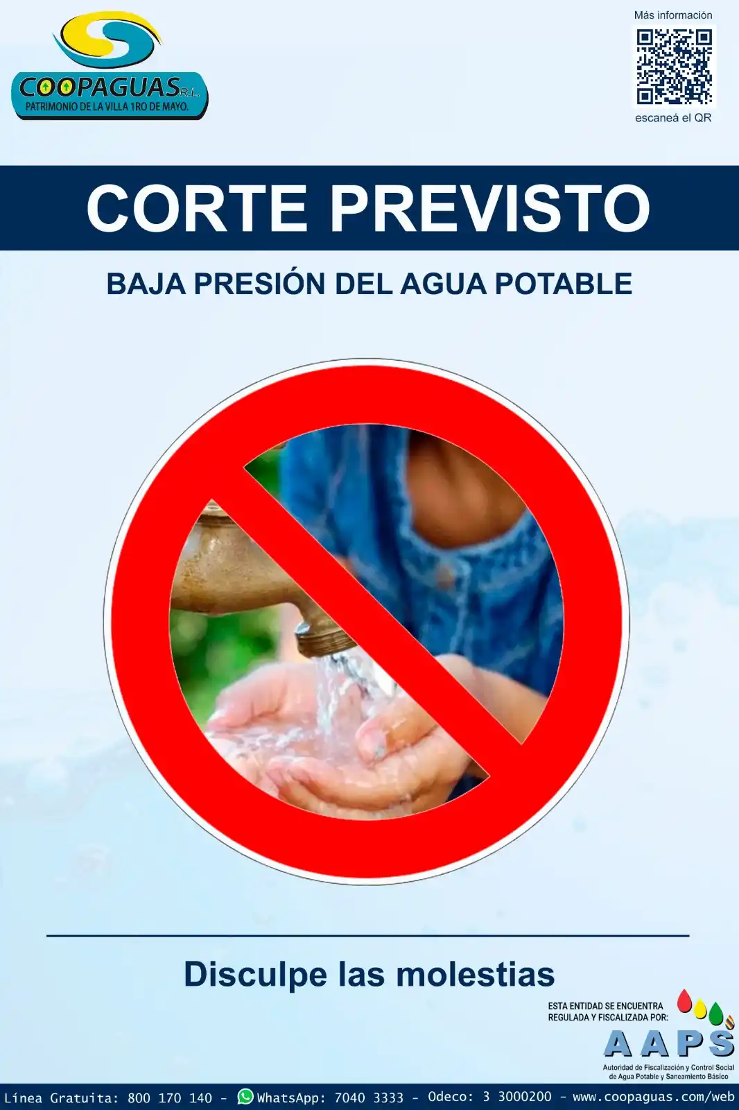 Image from COOPAGUAS R.L.: *CORTE PREVISTO DEL SERVICIO* _Santa Cruz, miércoles 11 de junio de 2...