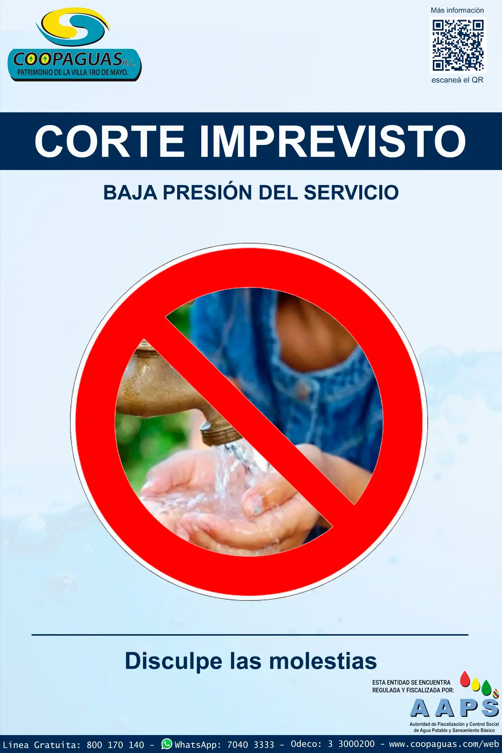 Image from COOPAGUAS R.L.: *CORTE PREVISTO DEL SERVICIO* _Santa Cruz, miércoles 18 de junio de 2...