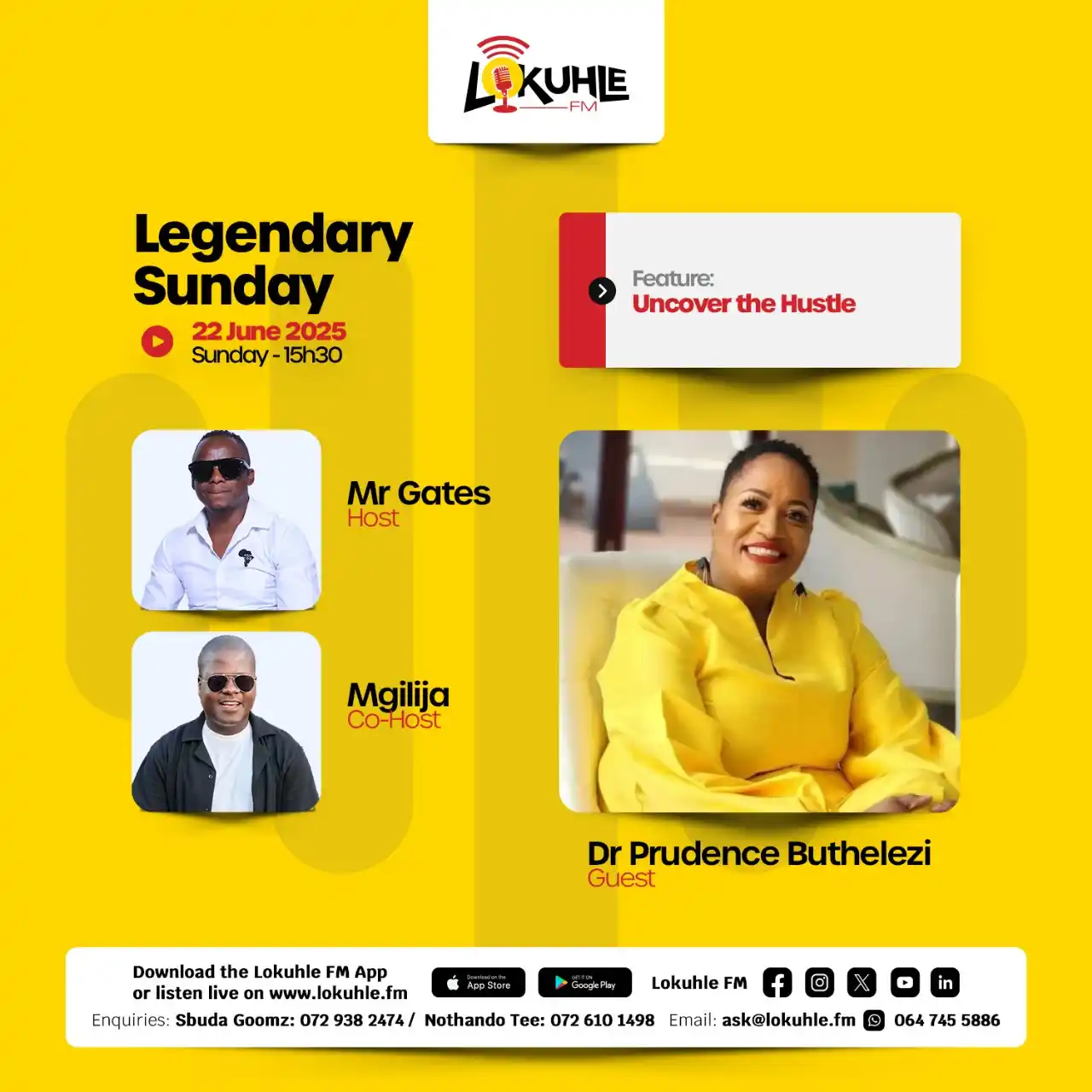 Image from Lokuhle FM: Dr Prudence Buthelezi will be joining us on the Legendary Sunday, 22 J...
