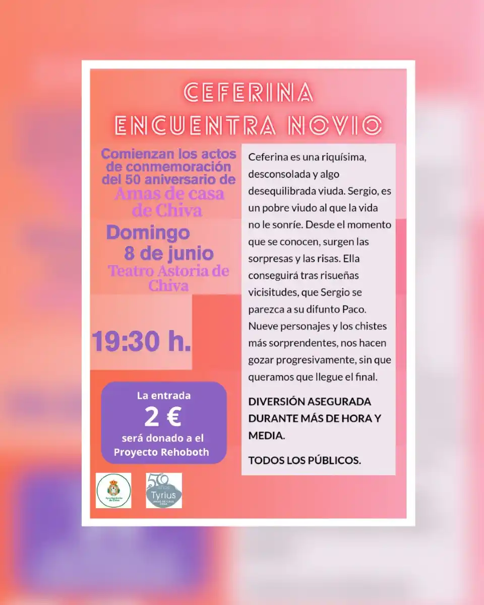 Image from Urbanizaciones y diseminados - Ayuntamiento de Chiva: ¡Este domingo tenemos planazo en Chiva! 🎭 📍 Teatro Astoria 🗓 8 de j...
