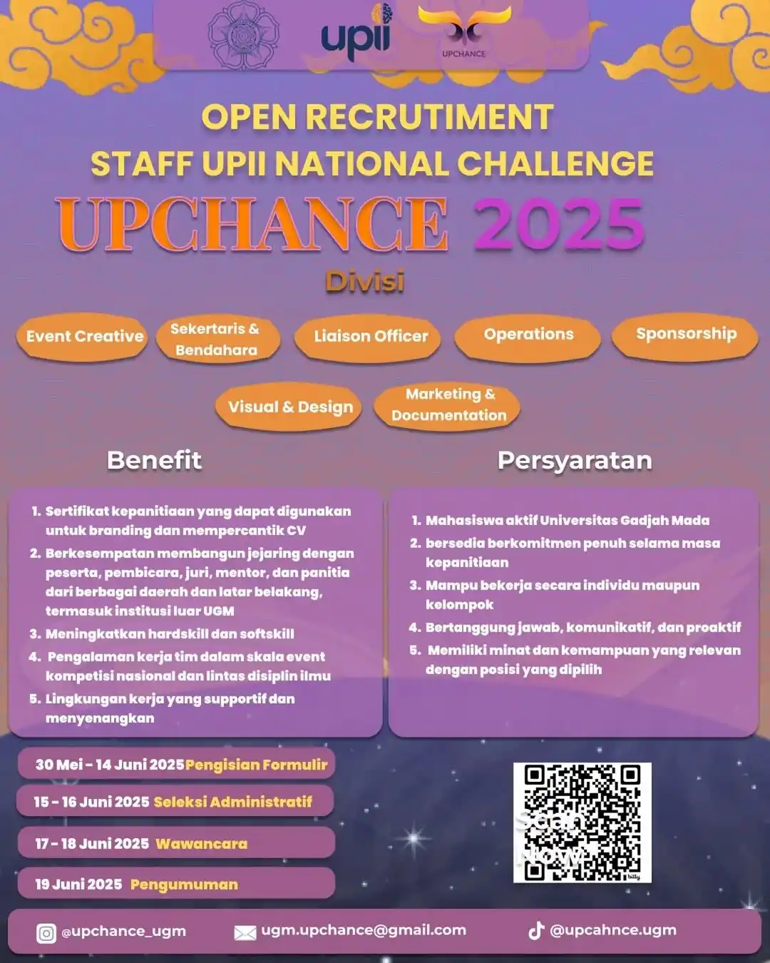 Image from 1001 Kegiatan UGM: *🪐 [EXTENDED: OPEN RECRUITMENT STAFF DIVISI UPCHANCE 2025] 🪐* ——————...
