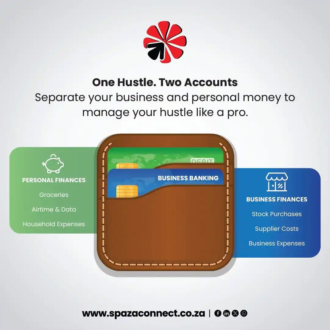 Image from SpazaConnect: Financial Literacy Focus  Separate personal and business finances! Mai...