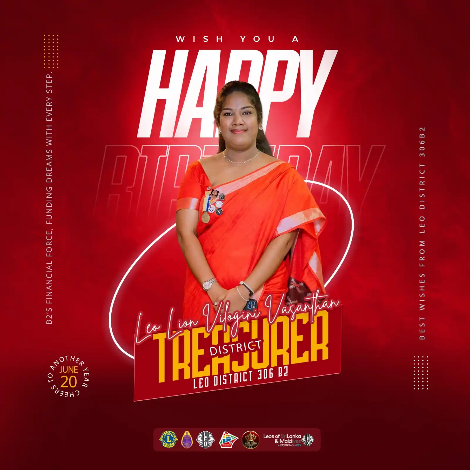 Image from Leo District 306B2, Sri Lanka & Maldives: Happy Birthday to Leo Lion Vilogini Vasanthan, District Treasurer of L...