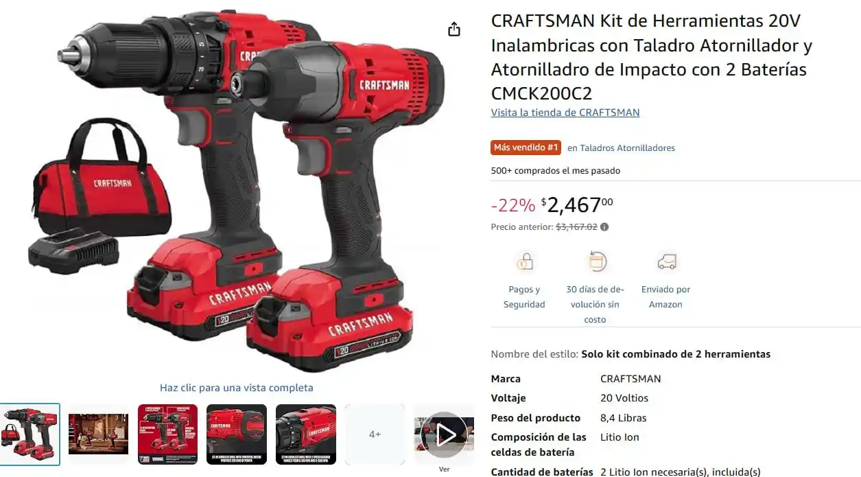 Image from Ofertones México : ¡¡¡IMPRESIONANTE KIT DE HERRAMIENTAS CRAFTSMAN 20V!!!! 🔧⚡️ Amazon: CR...