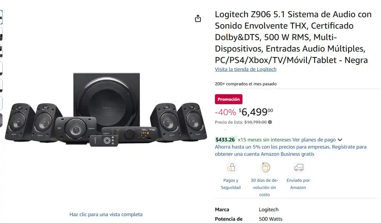 Image from Ofertones México : LOGITECH Z906: SONIDO ENVOLVENTE PARA TU HOGAR 🎶✨ Amazon: Logitech Z9...