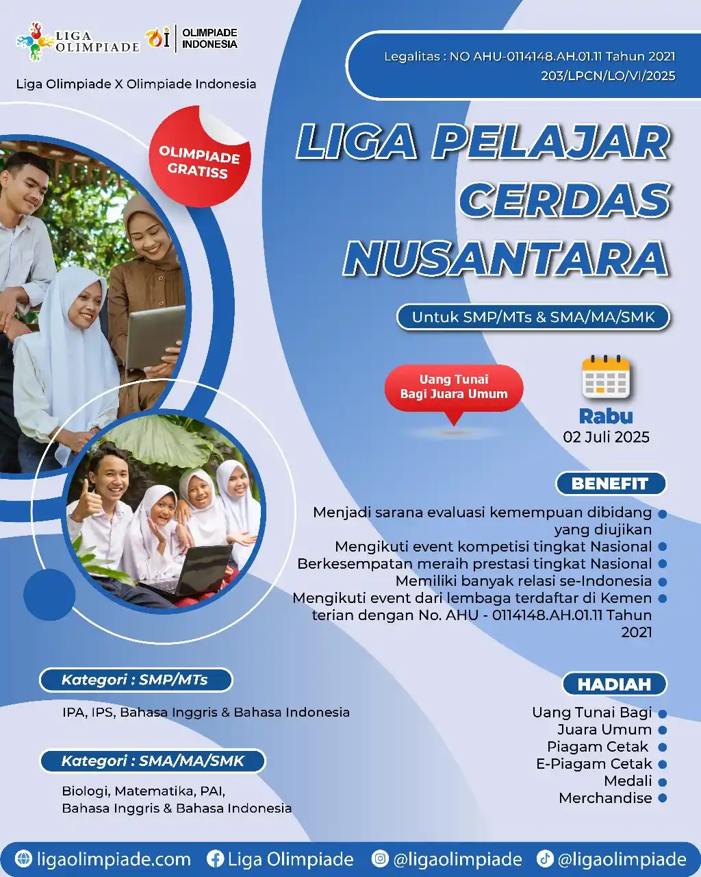 Image from LIGA OLIMPIADE: 📣🤩𝙈𝙖𝙧𝙞 𝙩𝙞𝙣𝙜𝙠𝙖𝙩𝙠𝙖𝙣 𝙥𝙤𝙩𝙚𝙣𝙨𝙞𝙢𝙪 𝙙𝙖𝙣 𝙧𝙚𝙗𝙪𝙩...
