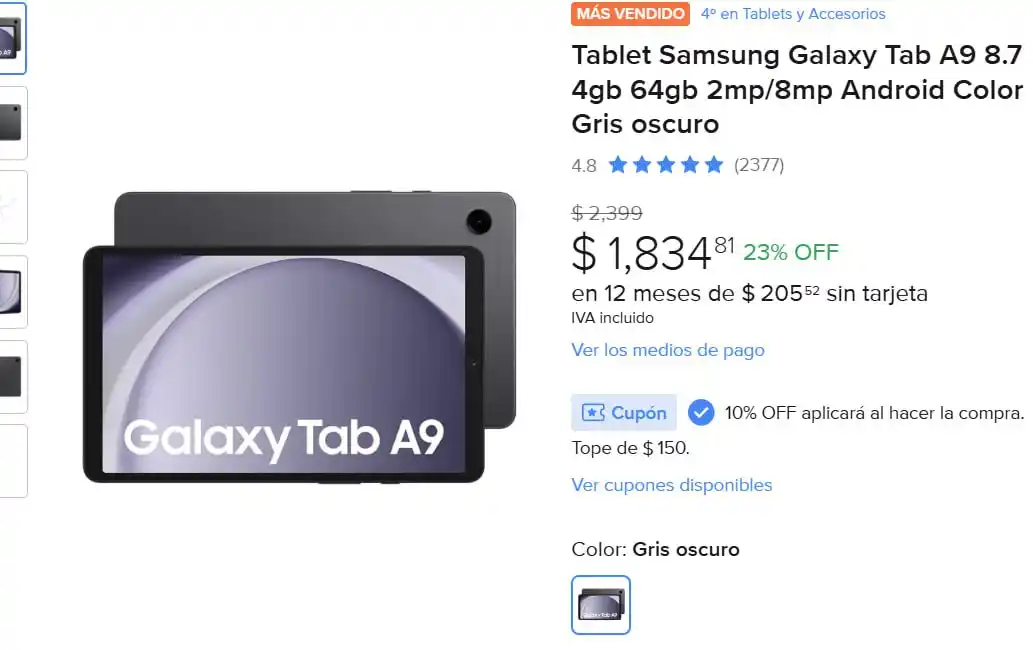 Image from Ofertones México : MercadoLibre: Tablet Samsung Galaxy Tab A9 8.7 4gb 64gb 2mp/8mp Androi...