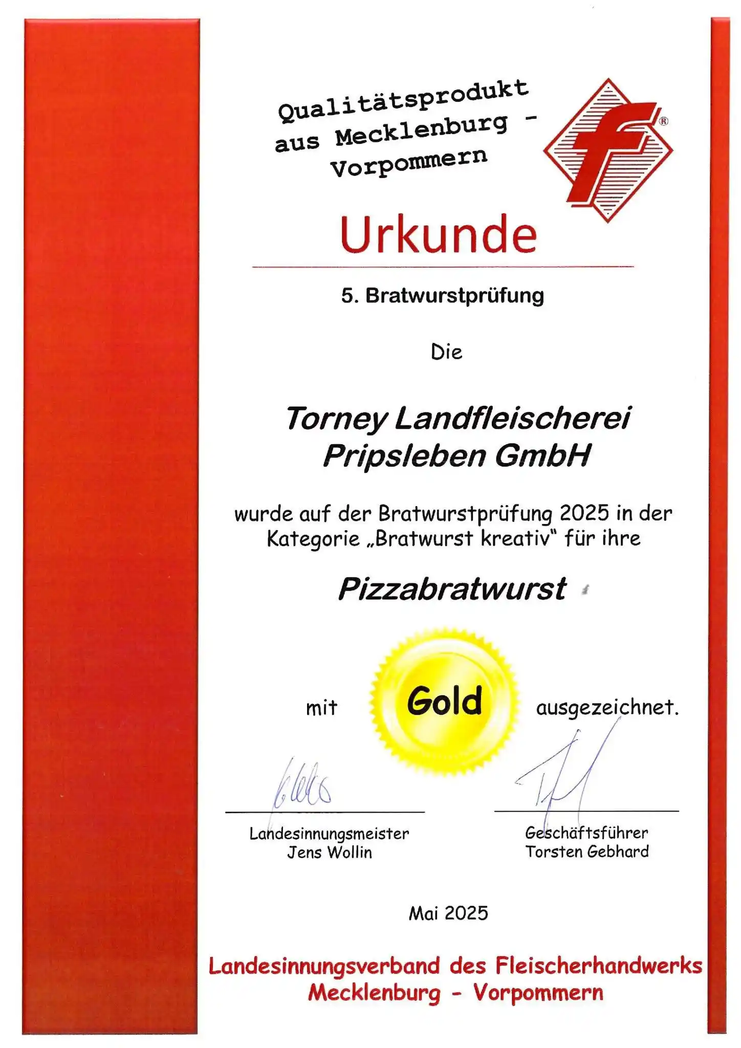 Image from Torney Landfleischerei : 🌟Nächste Woche im Angebot:  Unsere preisgekrönte Pizzabratwurst!🍕  �...