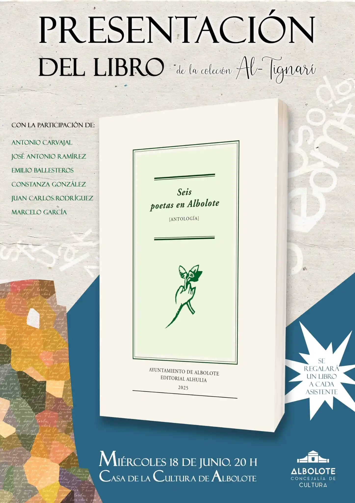 Image from Albolote Información: ¡No te pierdas la presentación del libro 📖✨ "Seis poetas en Albolote"...