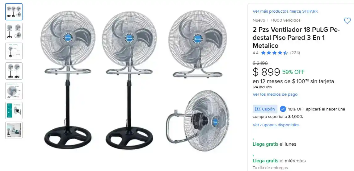 Image from Ofertones México : ¡OFERTA IMPERDIBLE! 2 VENTILADORES 18" EN 1 METÁLICOS 🚀❄️ MercadoLibr...