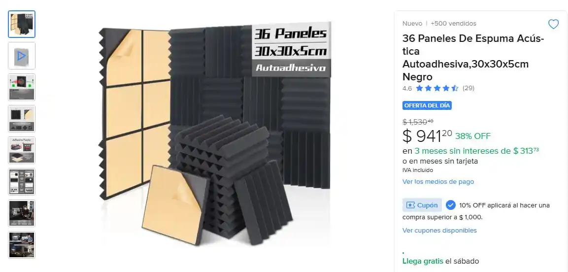 Image from Ofertones México : ¡OFERTA IMPRESIONANTE EN PANELES ACÚSTICOS! 🖤✨ MercadoLibre: 36 Panel...