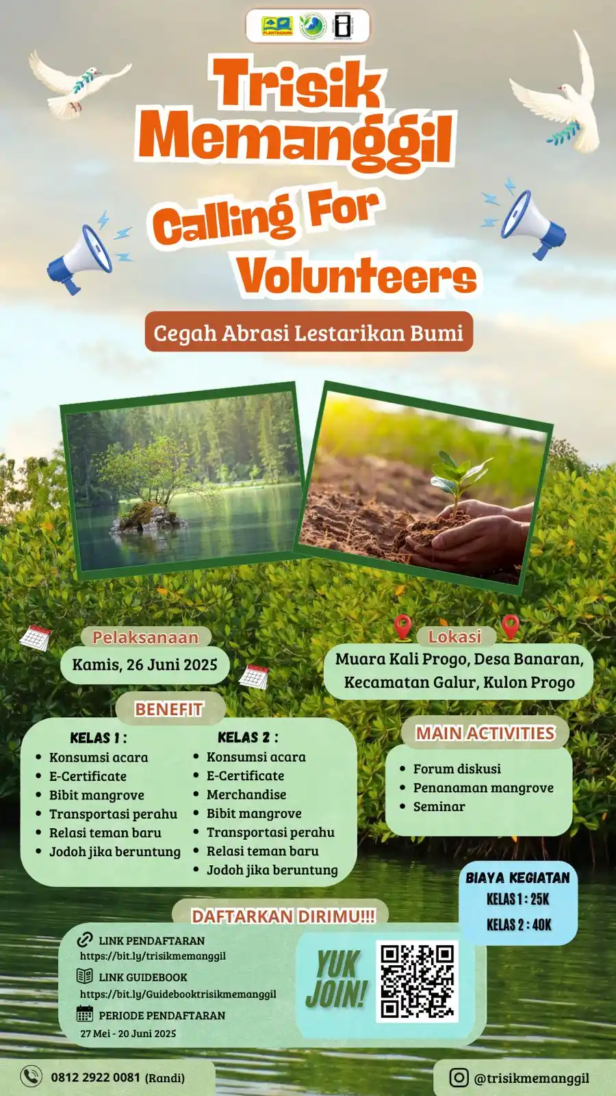 Image from 1001 Kegiatan UGM: 📢 *[OPEN VOLUNTEER TRISIK MEMANGGIL]* 🌊⛱ *"Cegah Abrasi, Lestarikan ...