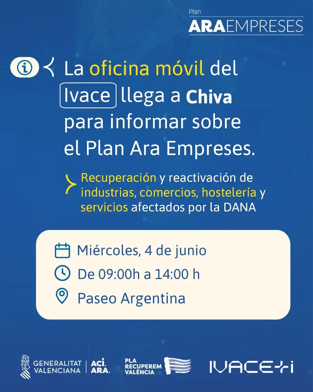 Image from Urbanizaciones y diseminados - Ayuntamiento de Chiva: 🔴 Plan ARA EMPRESES 🔴 ¿Tienes un negocio en Chiva? ¡Esto te interesa...